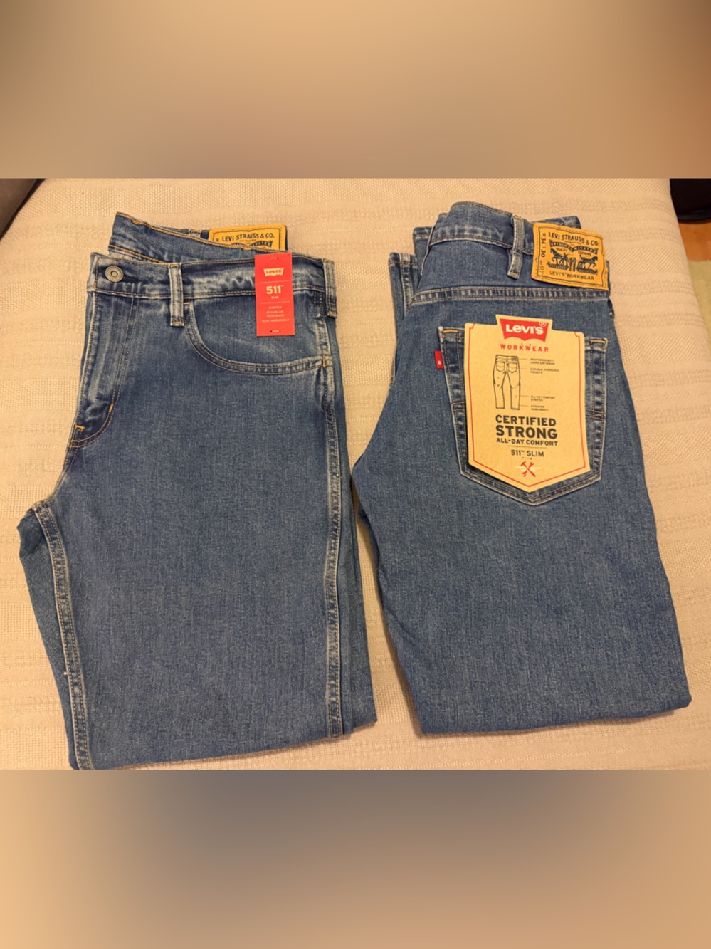 Levi's Men's Medium Blue 511 Workwear Jeans - 2 pairs.